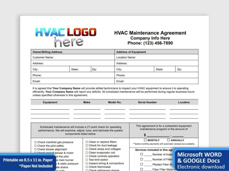 Service Maintenance Agreement Template