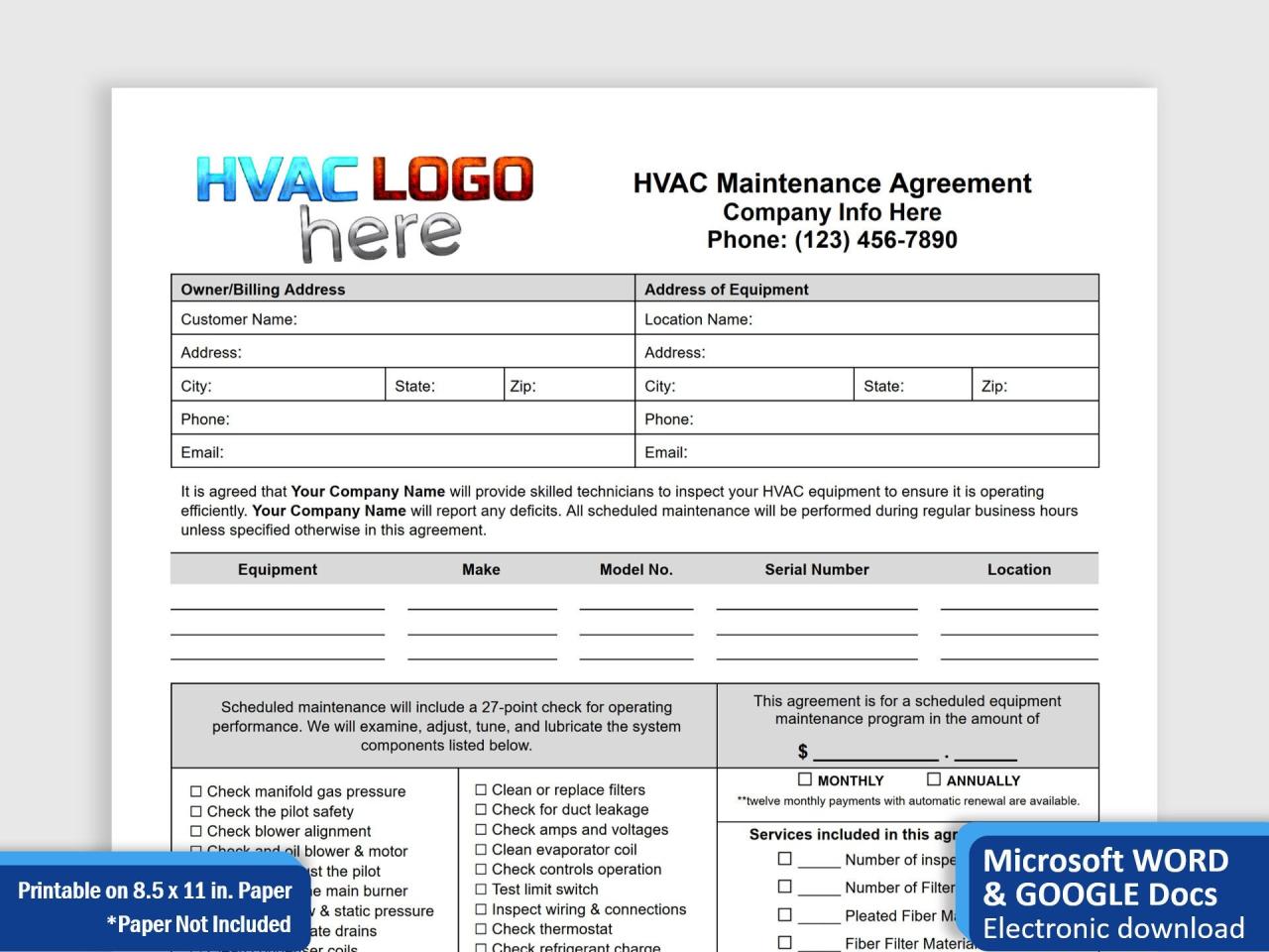 Service Maintenance Agreement Template